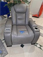 GRAY LEATHER CHAIR ELECTRIC ADJUSTABLE