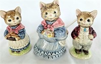 3 Otagiri Porcelain Cat Sugar and S & P Set