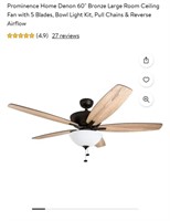 Denon 60" LED Ceiling Fan-Bronze