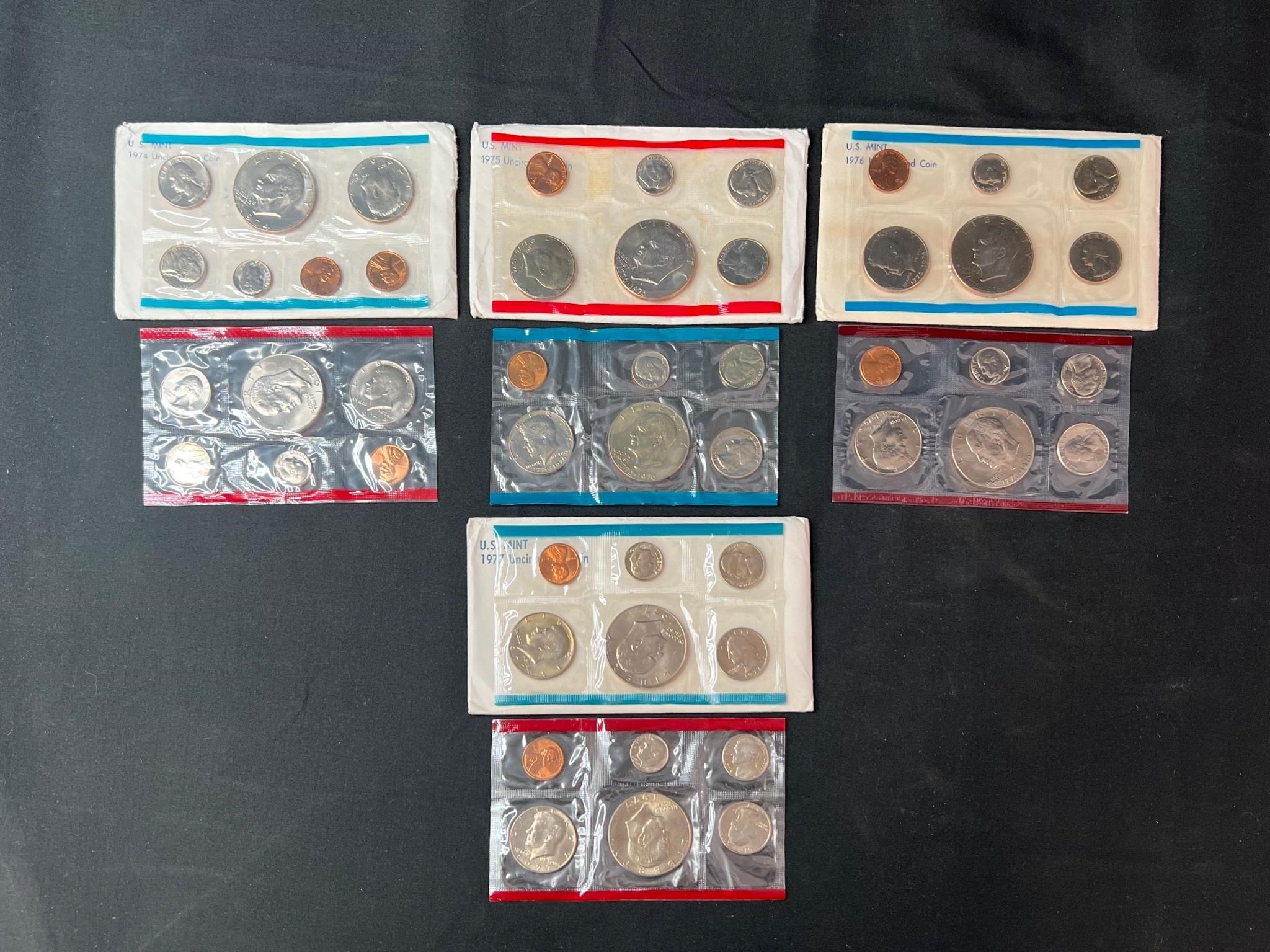 U.S Mint Uncirculated Coin Sets 1974-1977