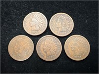 Lot of 5 Indian Head Pennies