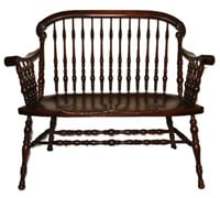 fine antique turned spindle courting bench
