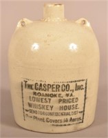 The Casper Co. Roanoke, VA Stoneware Whiskey Jug.