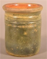 Green & Yellow Glazed Earthenware Storage Jar.