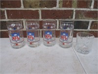 4 NFL Glasses + 1 Highball Glass