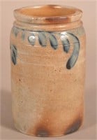 Stoneware Jar with Cobalt Floral and Foliate Slip.