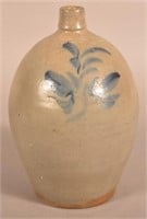 2-Gal. Stoneware Ovoid Jug with Floral Decoration.