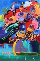 PETER MAX MIXED MEDIA "FLOWERS" 2007