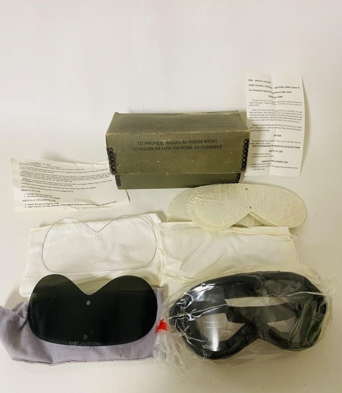 Military Sun,Wind & Dust Goggles w/replacement len