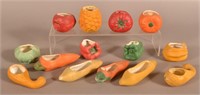 14 Cold-Painted Ceramic Fruit/Vegetable Planters.