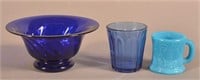 Three Pieces of Antique Blue Glassware.