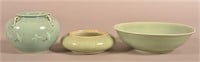 Three Pieces of Chinese Celadon Glazed Porcelain.