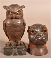 Two Vintage Carved Wood Animal Figures.