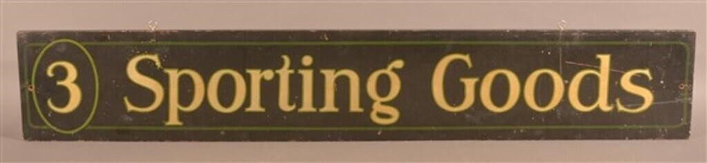 Sporting Goods Painted Wood Double-Sided Sign.
