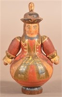 Antiq. Turned and Polychrome-Painted Wood Figure.