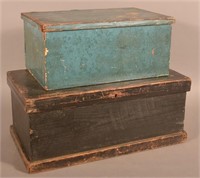 Two Antique Softwood Small Trunks.