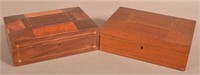 Two Antique Line Inlaid Mahogany Sewing Boxes.