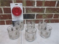 6 Silver Leaf Glasses & Mason Jar Infuser