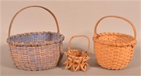 Three Various Circular-Form Woven Baskets.