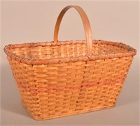 Woven Oak Splint Rectangular-Form Basket.