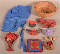 Woven Splint Basket with Sewing-Related Items.