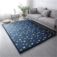 $90 Velvet Carpet( Blue, 4'3"x6'3")