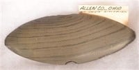 Banded Slate Bannerstone from Allen County, OH.