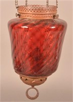 Victorian Glass Shade Hanging Hall Kerosene Light.