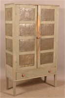 Gray-Painted Softwood Punched-Tin Pie Safe