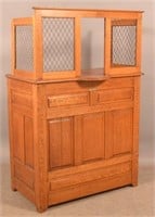 Antique Quarter-Sawn Oak Postal Counter with Cage.