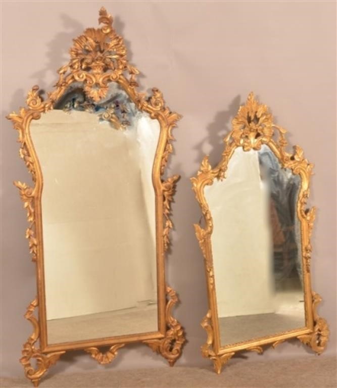 Two Antique Carved Gesso Frame Mirrors.