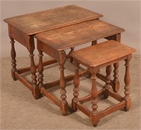 Nest-of-3 Antique English Oak Stands.