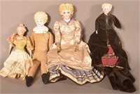 Four Antique China Head Female Dolls.