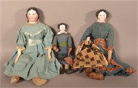 Four Antique China Head Jenny Lind Dolls.