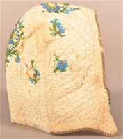 19th C. Quilted & Beaded Child's Christening Cap.