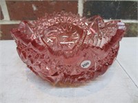 Pink 7.5" Cut Glass Iridescent Bowl