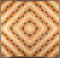 Antique Geometric Pattern Patchwork Quilt.