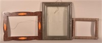Three Antique Wood Picture Frames.
