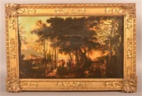 Early 19th C. Europe Camping Scene Oil on Canvas.