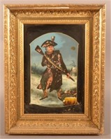 Reverse-Painting of Colonial Soldier Winter Scene.