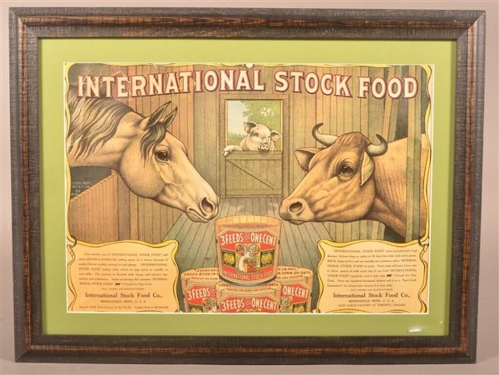 "International Stock Food"  Advertising Poster.