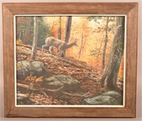 Daniel Christ White-Tailed Deer Oil Painting.