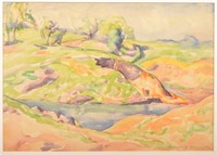Marian D. Harris Watercolor Landscape Painting.