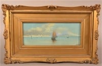 H.G. Eastman Sailboats and Coastline Painting.