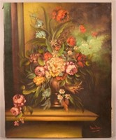 Vintage Oil on Canvas Still Life Signed Van-Dau.