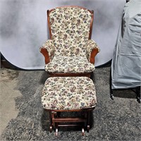 Glider chair with foot stool