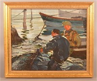 Jack Coggins Nautical Marine Art Oil Painting.