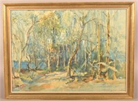 W.S.Bucklin Watercolor Woodland Painting.