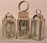Three Antique Tin Candle Lanterns.