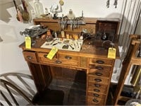 WOOD WORK BENCH WITH CONTENTS